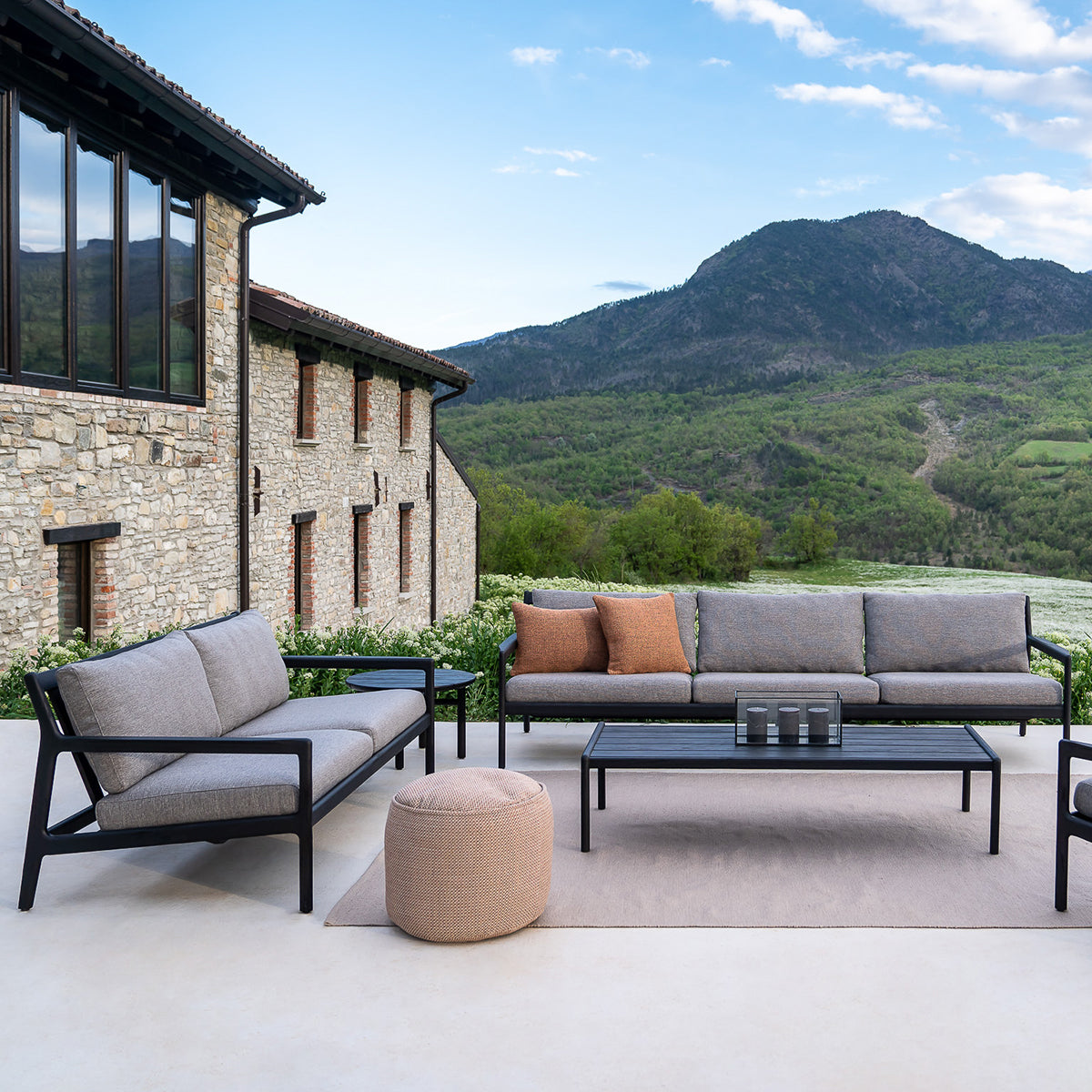 Jack Outdoor Fabric Lounge Chair (Teak Black, Mocha, 76cm)