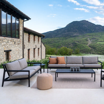 Jack Outdoor Fabric Lounge Chair (Teak Black, Mocha, 76cm)