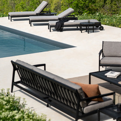 Jack Outdoor Fabric Lounge Chair (Teak Black, Mocha, 76cm)