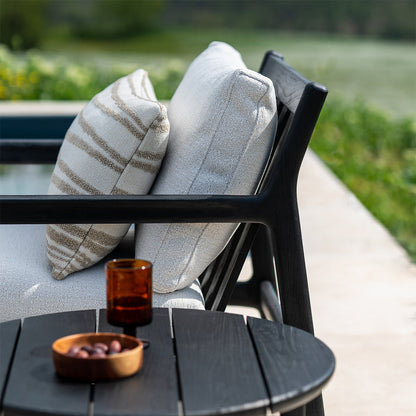 Jack Outdoor Fabric Lounge Chair (Teak Black, Off White)