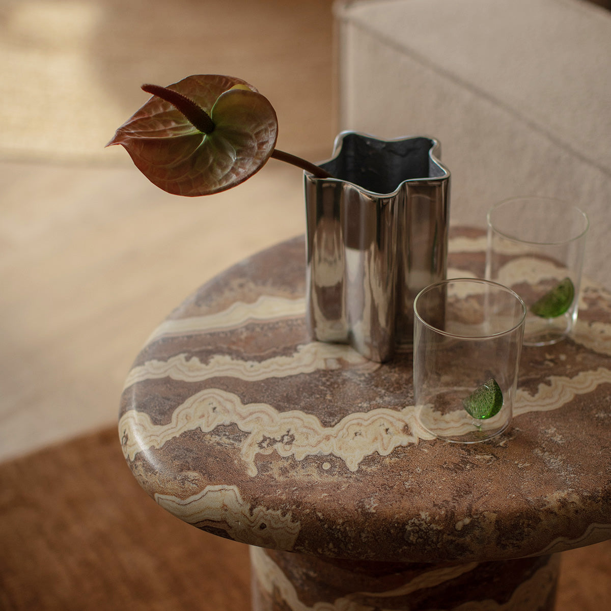 Azzurra Side Table (Tiger Onyx Finish)