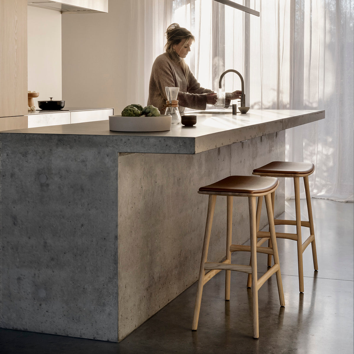 Osso Leather Counter Stool