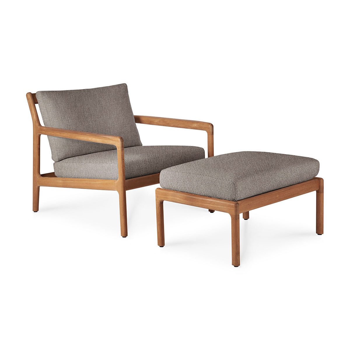 Jack Outdoor Fabric Footstool (Teak, Mocha)