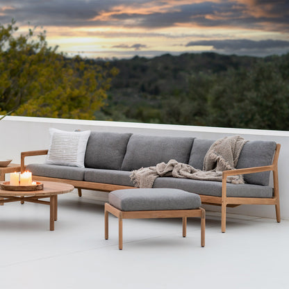 Jack Outdoor Fabric Footstool (Teak, Mocha)