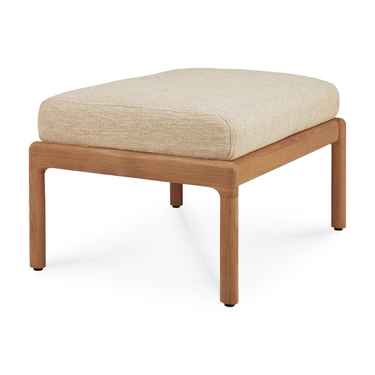 Jack Outdoor Fabric Footstool (Teak, Natural)