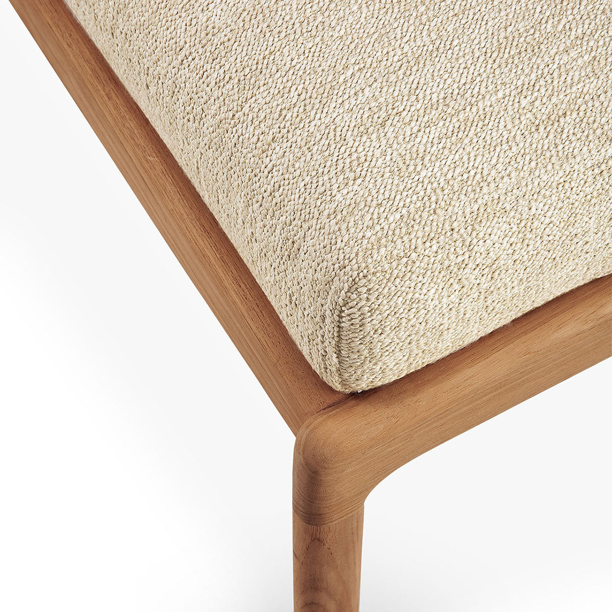 Jack Outdoor Fabric Footstool (Teak, Natural)