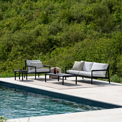 Jack Outdoor Fabric Footstool (Teak, Natural)