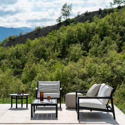 Jack Outdoor Fabric Footstool (Teak, Natural)