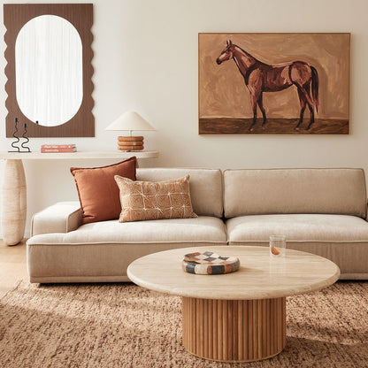 Cosmos Coffee Table (Oak, Travertine, 100cm)