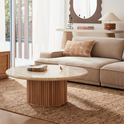 Cosmos Coffee Table (Oak, Travertine, 100cm)