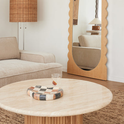 Cosmos Coffee Table (Oak, Travertine, 100cm)