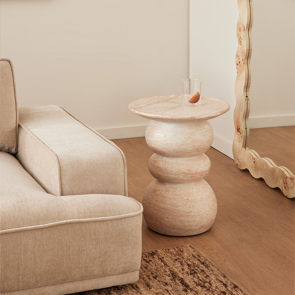 Sorrento Side Table (Travertine Finish)