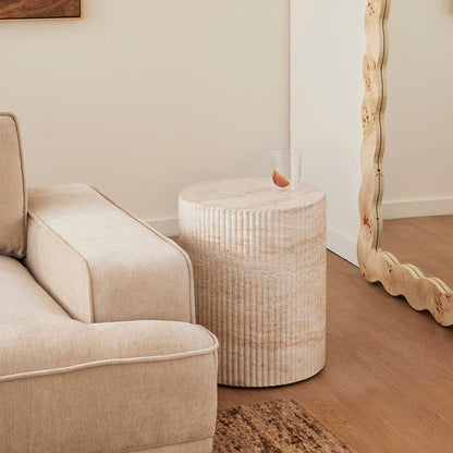 Roma Side Table (Travertine Finish)