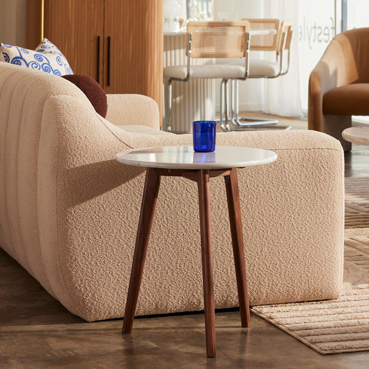 Oia White Marble Side Table