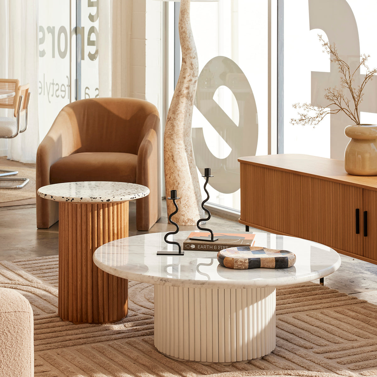 Cosmos Side Table (Oak, Terrazzo)