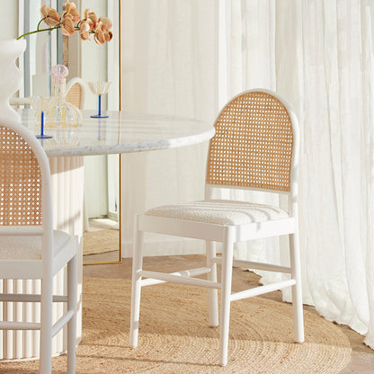 Capri Rattan Boucle Arch Dining Chair