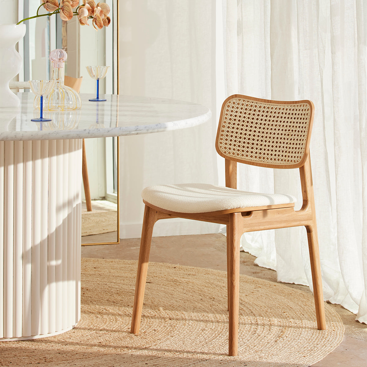 Flair Rattan Fabric Dining Chair
