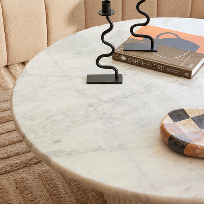 Cosmos Coffee Table (White Oak, Carrara Marble, 85cm)