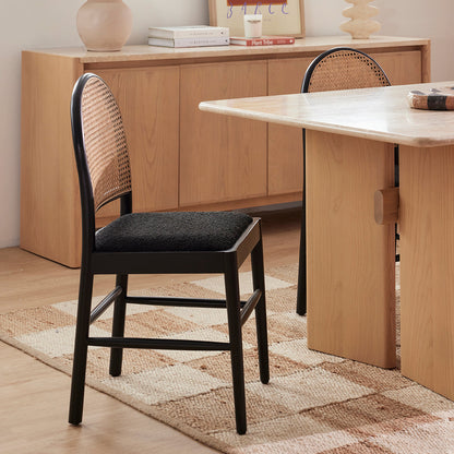 Capri Rattan Boucle Arch Dining Chair