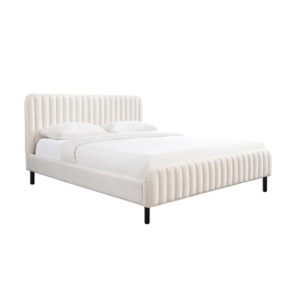 Naomi Velvet King Bed (Cream)