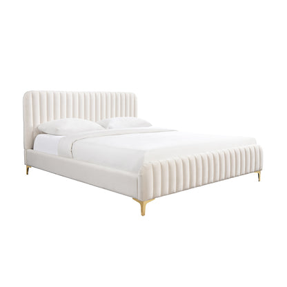 Naomi Velvet King Bed (Cream)