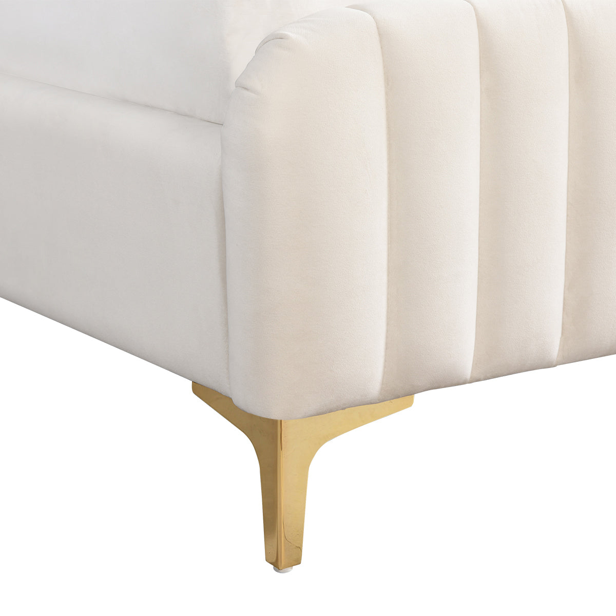 Naomi Velvet King Bed (Cream)
