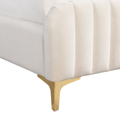 Naomi Velvet King Bed (Cream)