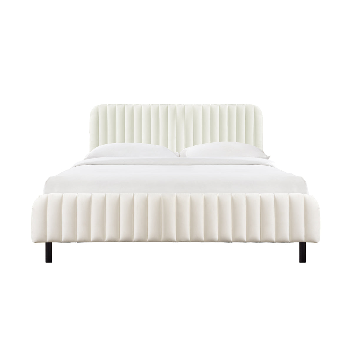 Naomi Velvet King Bed (Cream)