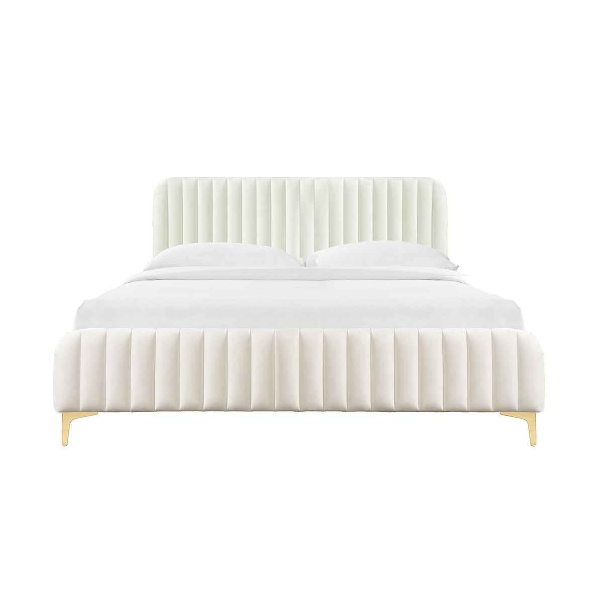 Naomi Velvet King Bed (Cream)