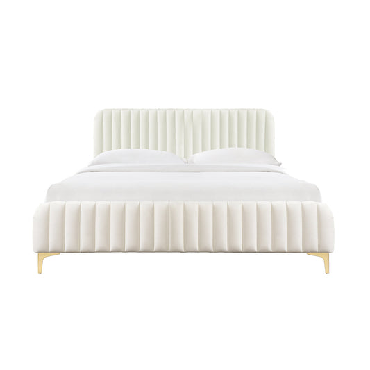 Naomi Velvet King Bed (Cream)