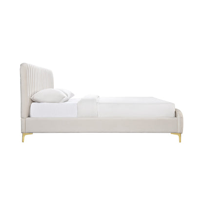 Naomi Velvet King Bed (Cream)