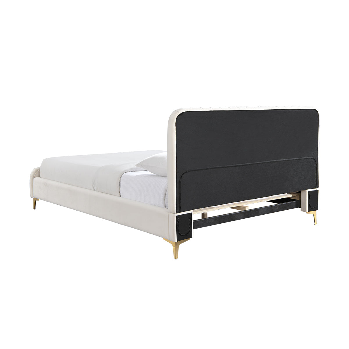 Naomi Velvet King Bed (Cream)