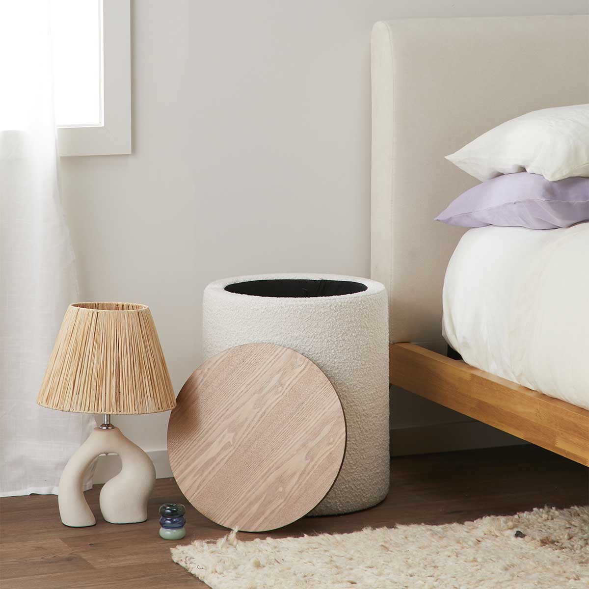 Mabel Boucle Storage Ottoman