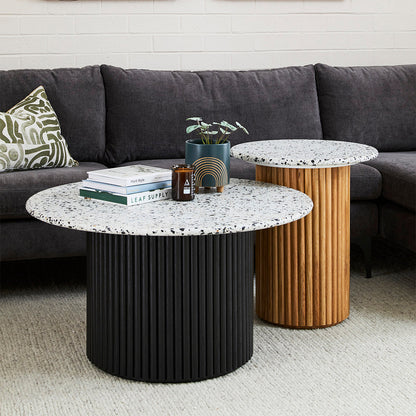 Cosmos Coffee Table (Black, Terrazzo, 85cm)