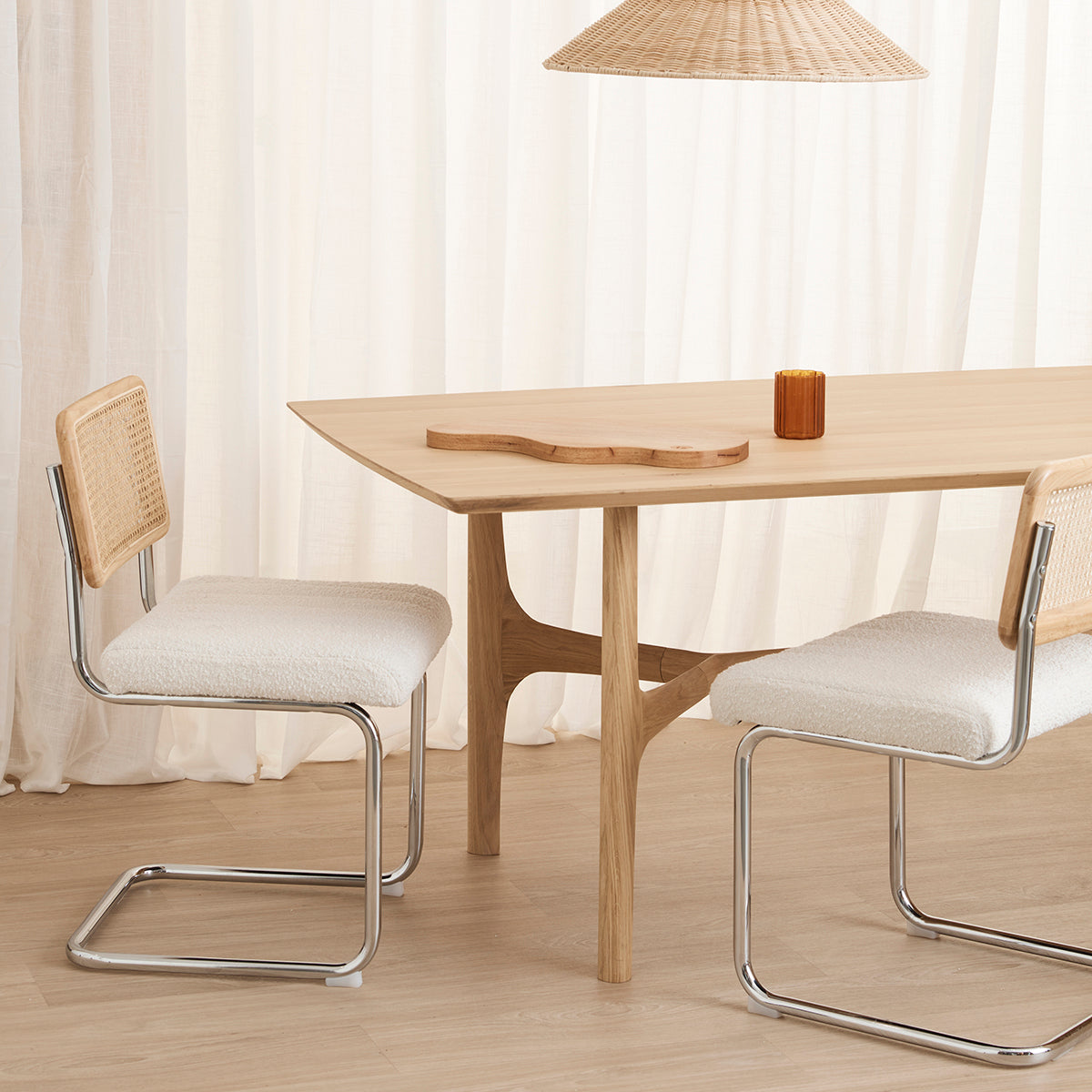 Blake Rattan Boucle Dining Chair