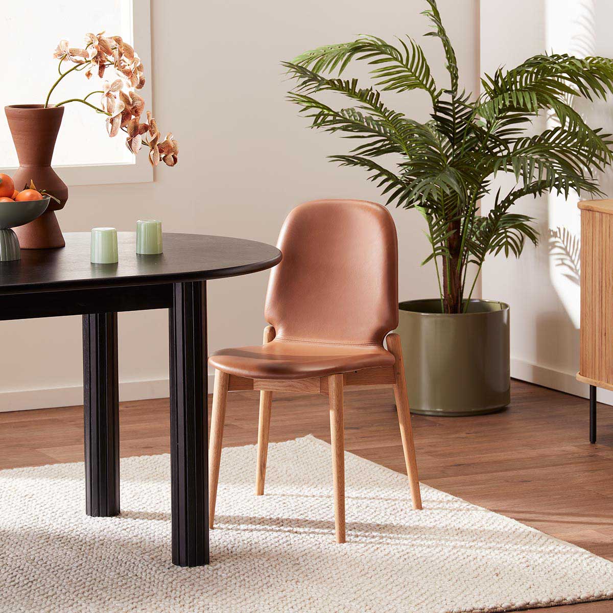 Offset Leather Dining Chair