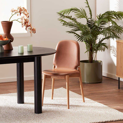 Offset Leather Dining Chair