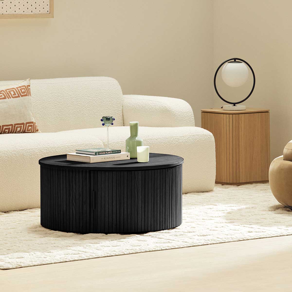 Noir Round Storage Coffee Table (80cm)