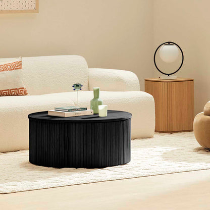 Noir Round Storage Coffee Table (80cm)
