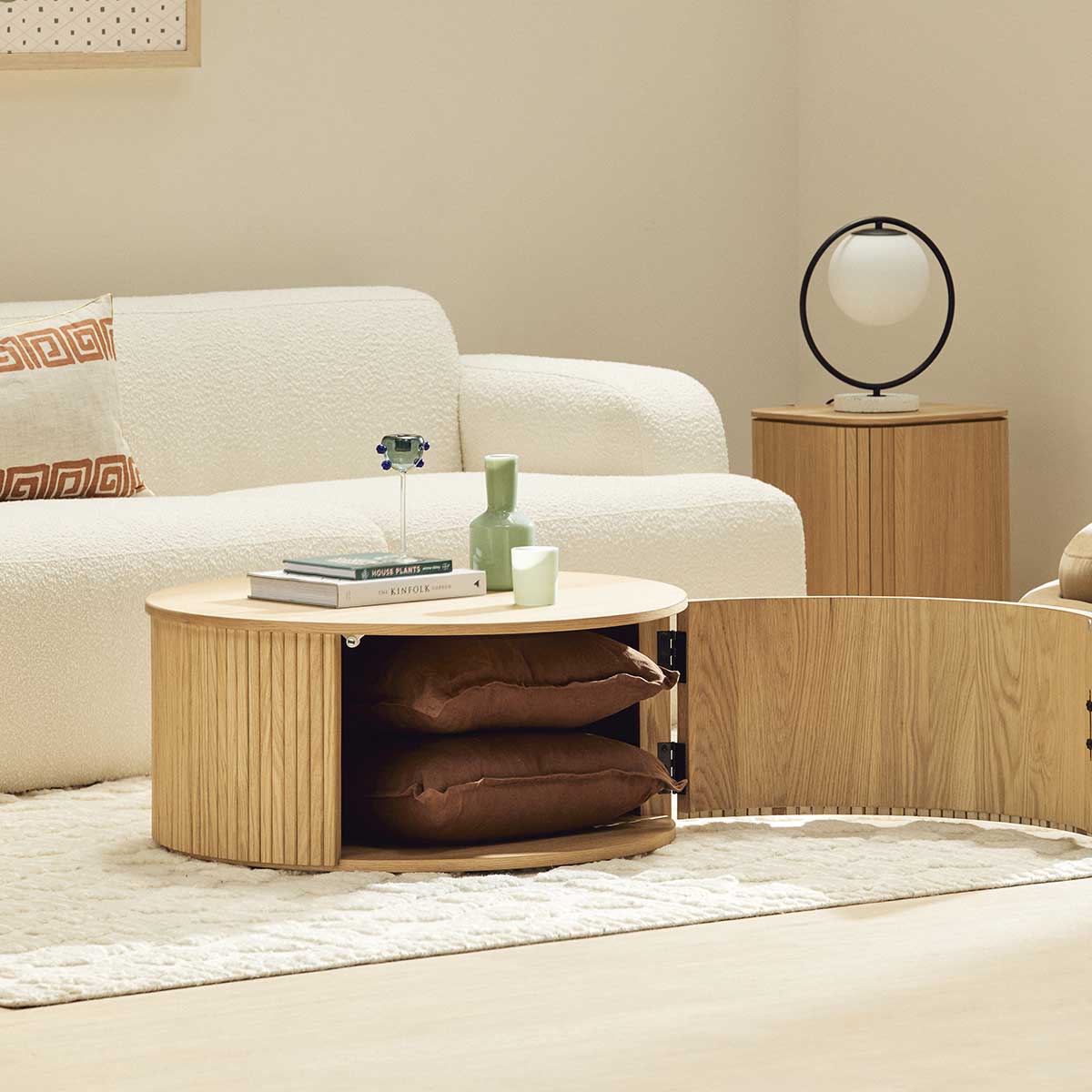 Noir Round Storage Coffee Table (80cm)