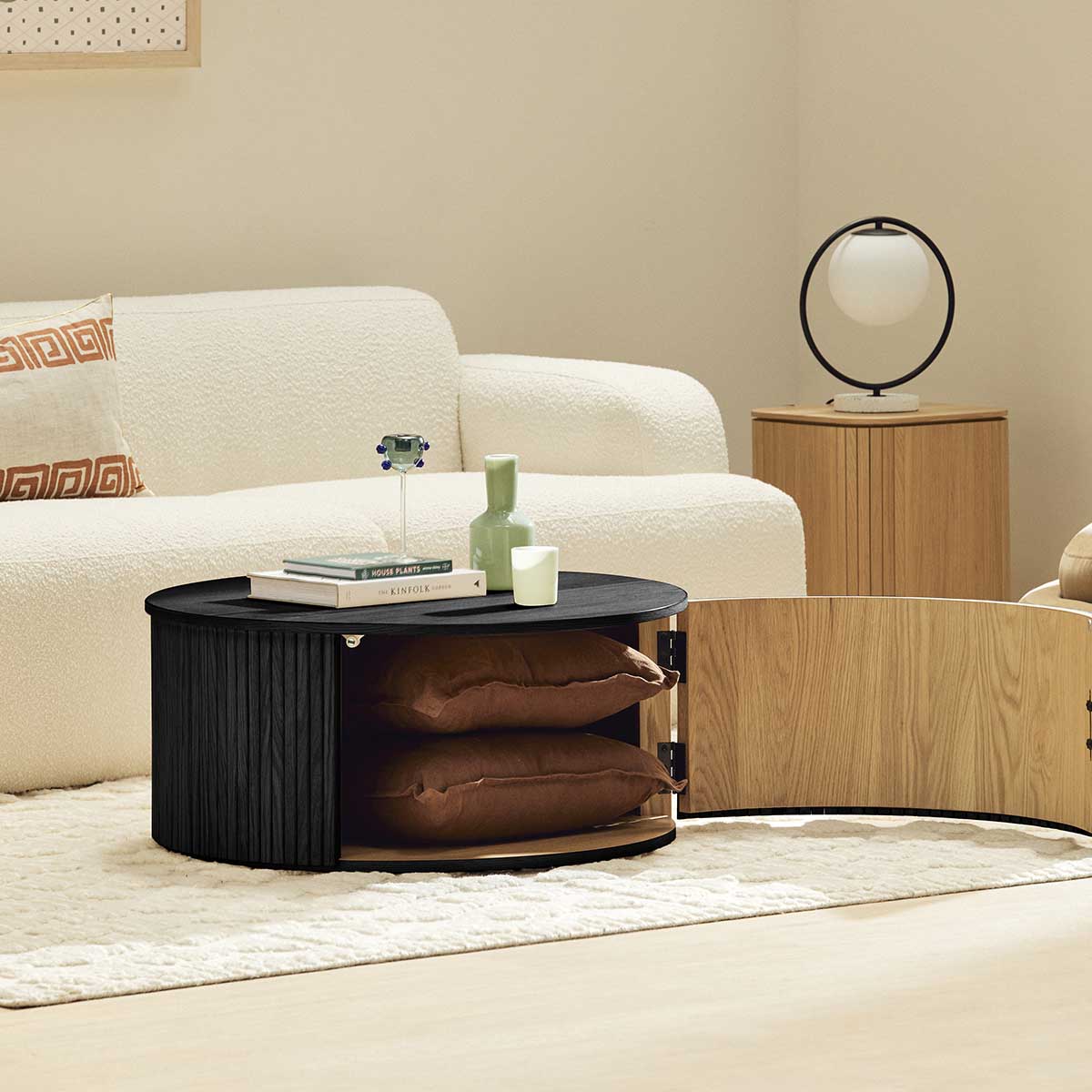 Noir Round Storage Coffee Table (80cm)