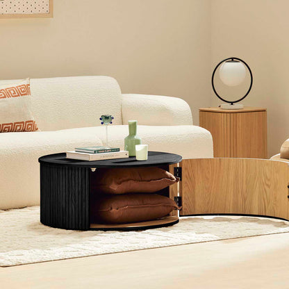 Noir Round Storage Coffee Table (80cm)