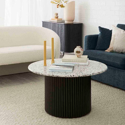 Cosmos Coffee Table (Black, Terrazzo, 85cm)