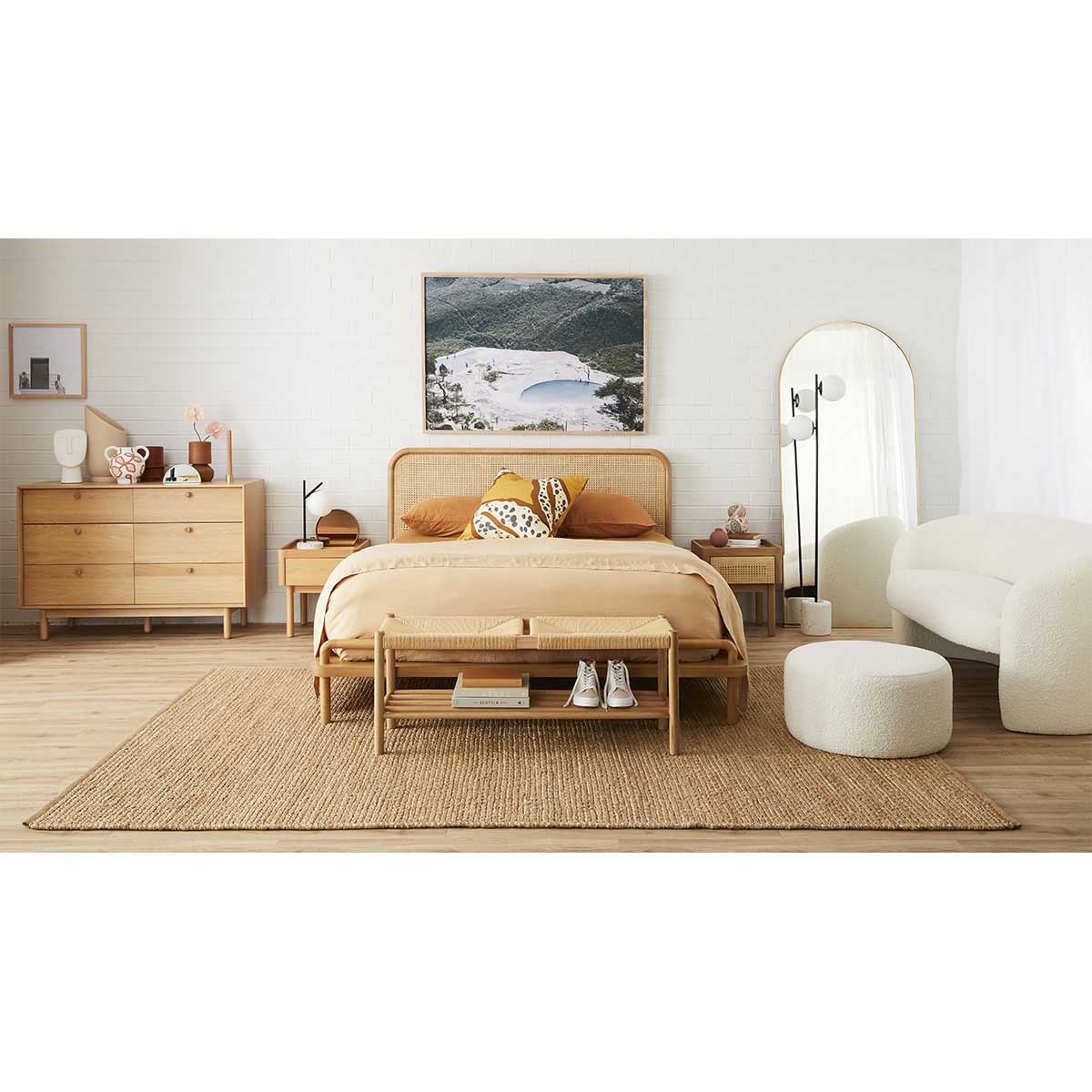 Memphis Boucle Round Ottoman