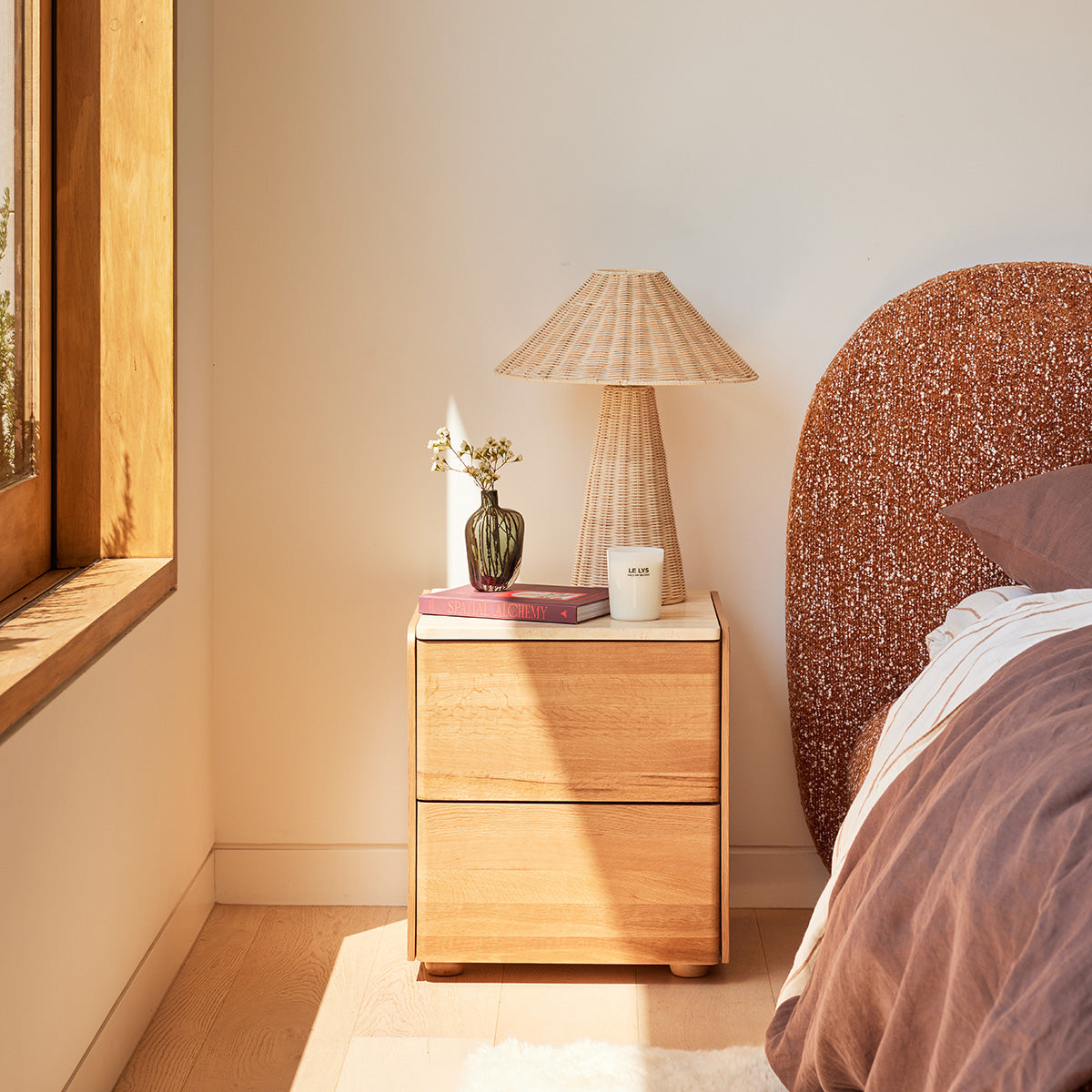 Delta Travertine Bedside Table