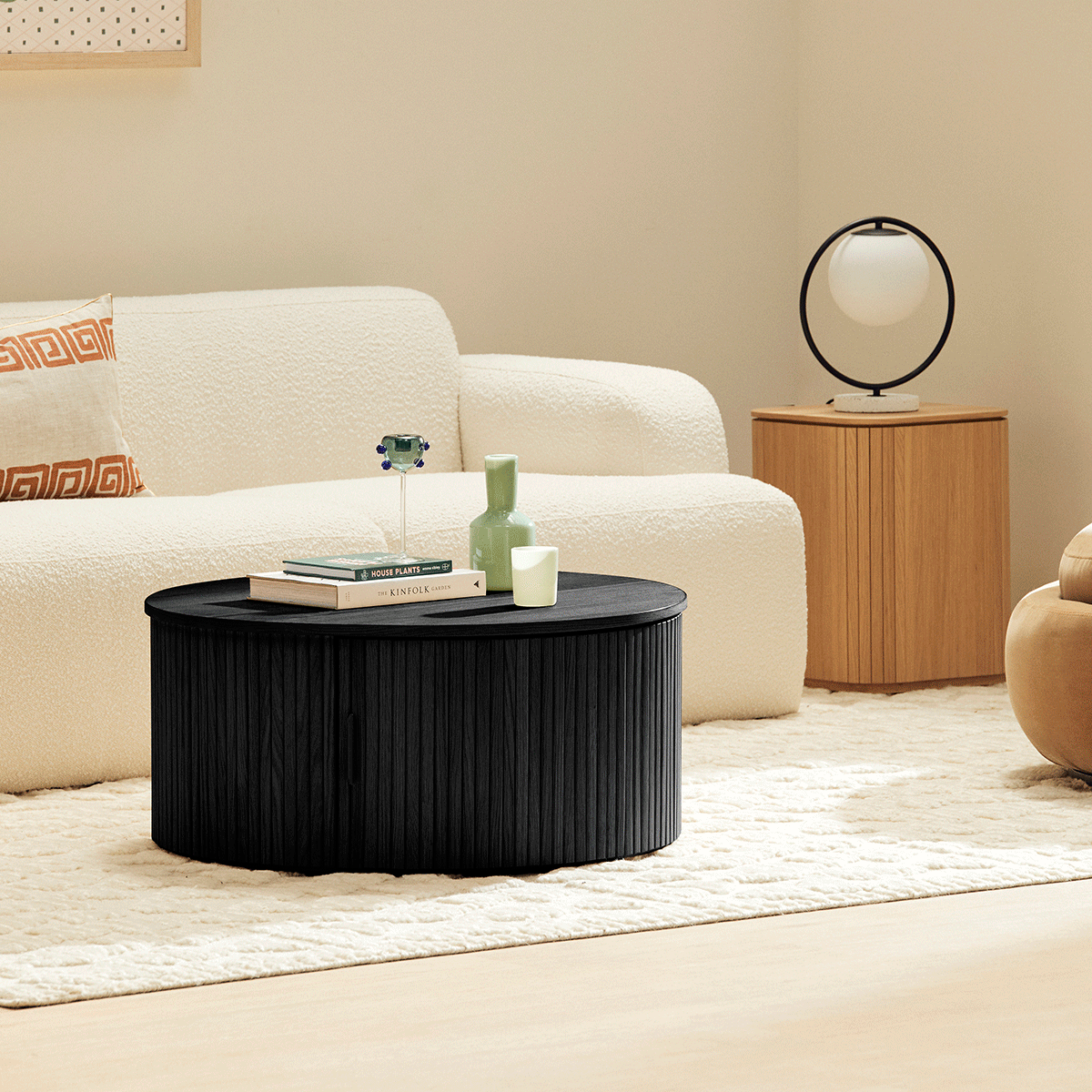 Noir Round Storage Coffee Table (80cm)
