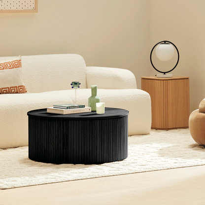Noir Round Storage Coffee Table (80cm)