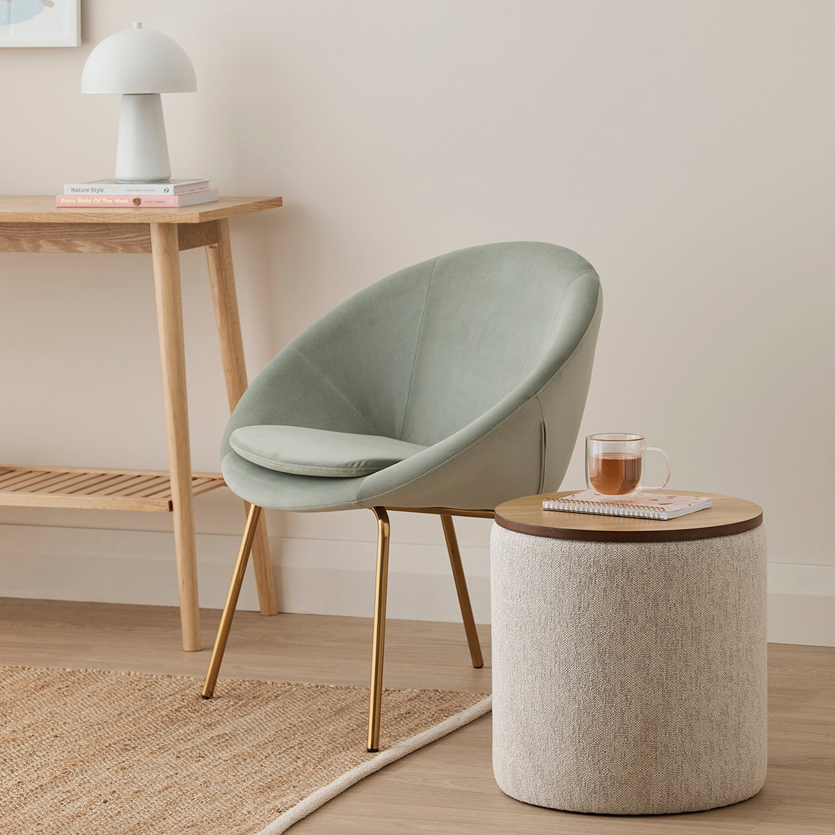 Zoe Timber Top Storage Ottoman (Small)