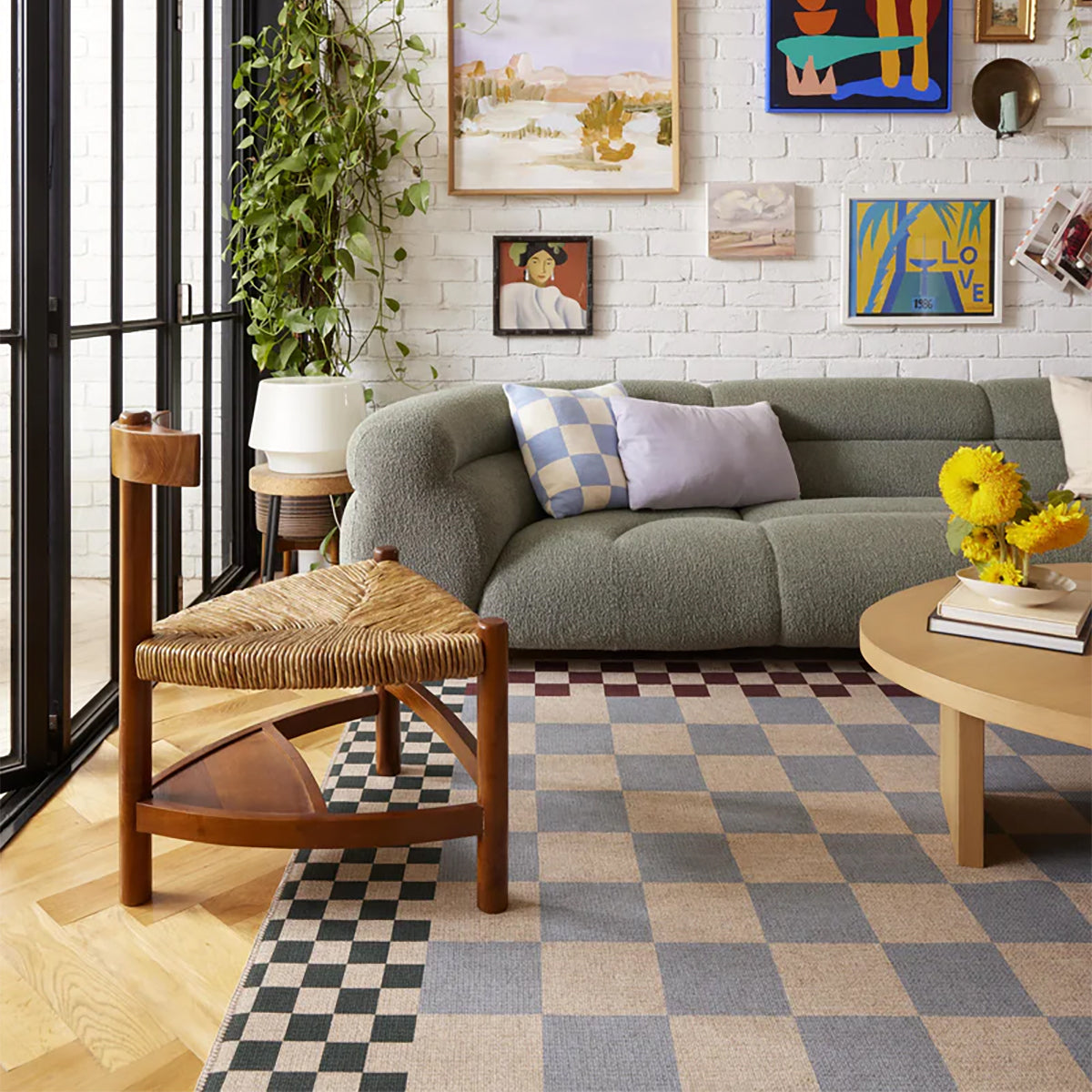 Checkered New Jute Rug