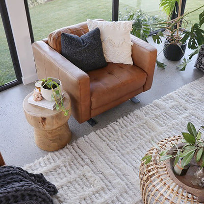 Maya Geometric Pattern Berber Wool Shag Rug